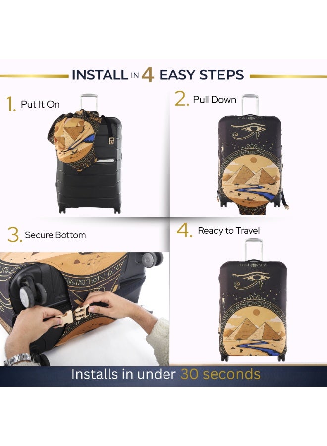 natOnat Travel Luggage Cover Protector - Suitcase Cover - Stretchy, Washable Spandex & Polyester - Protects Against Dirt & Scratches - Pyramids Design - Fits 58-63 CM Height ( Medium ) - Image 5